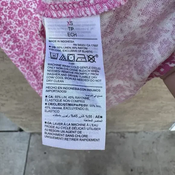 Old Navy Linen Floral Pink And White Mini Dress NWT, MSRP $40 women’s XS - Picture 4 of 5